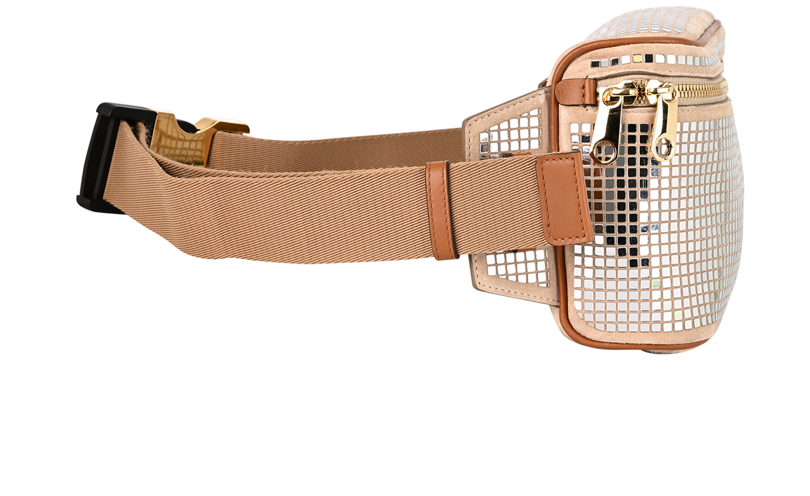 Belt Bag, &pound;295, Handbags, Beige/Silver, Suede, Side view